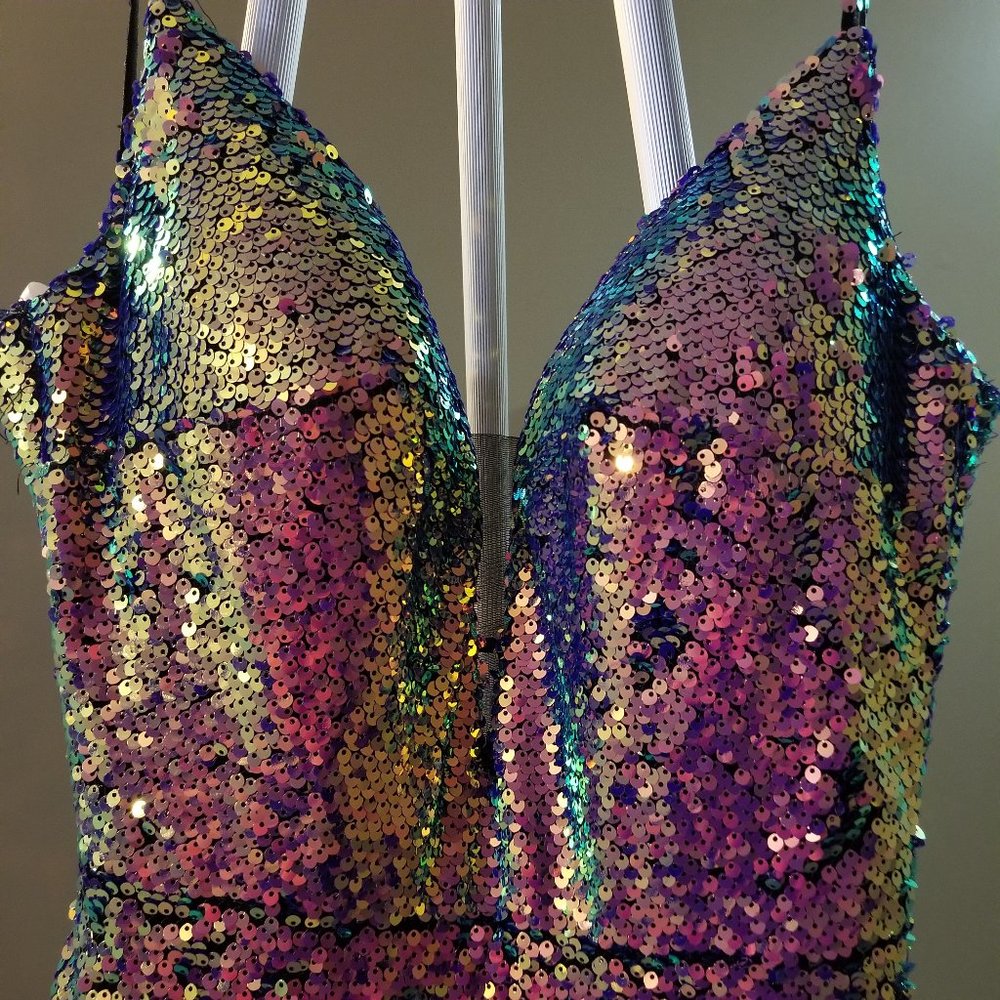 Ellie Wilde Floor Length Sequined Shimmer Gown Sz2